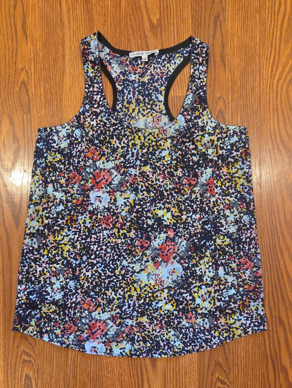 Collective Concepts Multicolor Floral Racerback Tank Top With Metal Beading